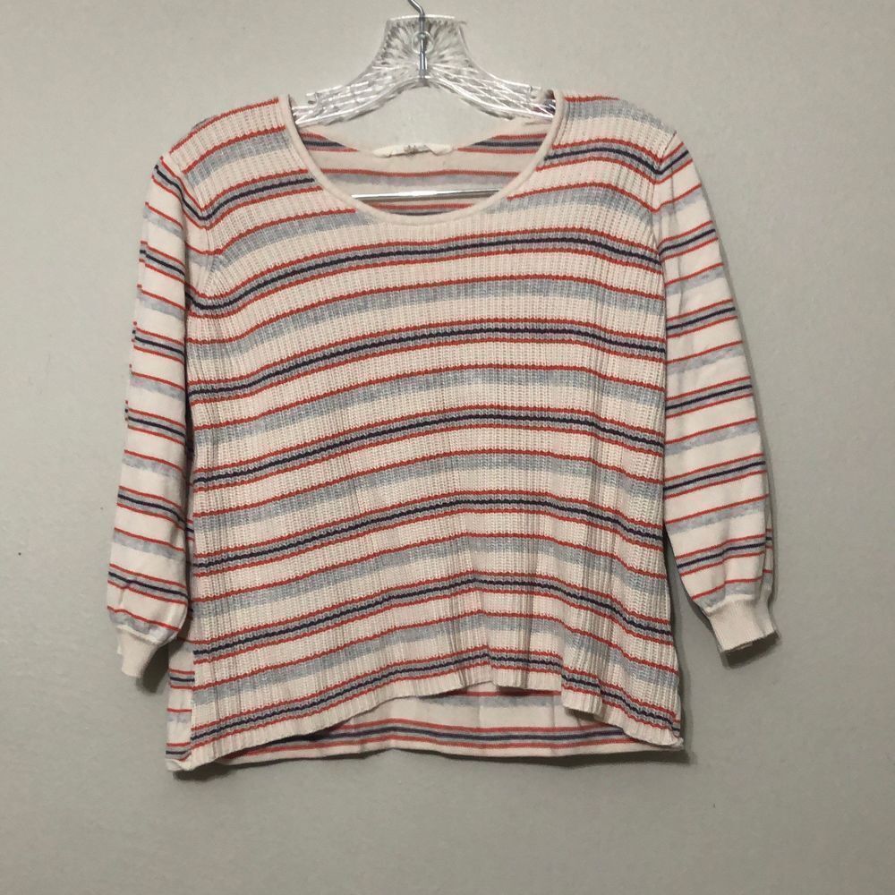 Rocks and Indigo Women's S Small Striped Knit Front Cotton Blend Sweater Top